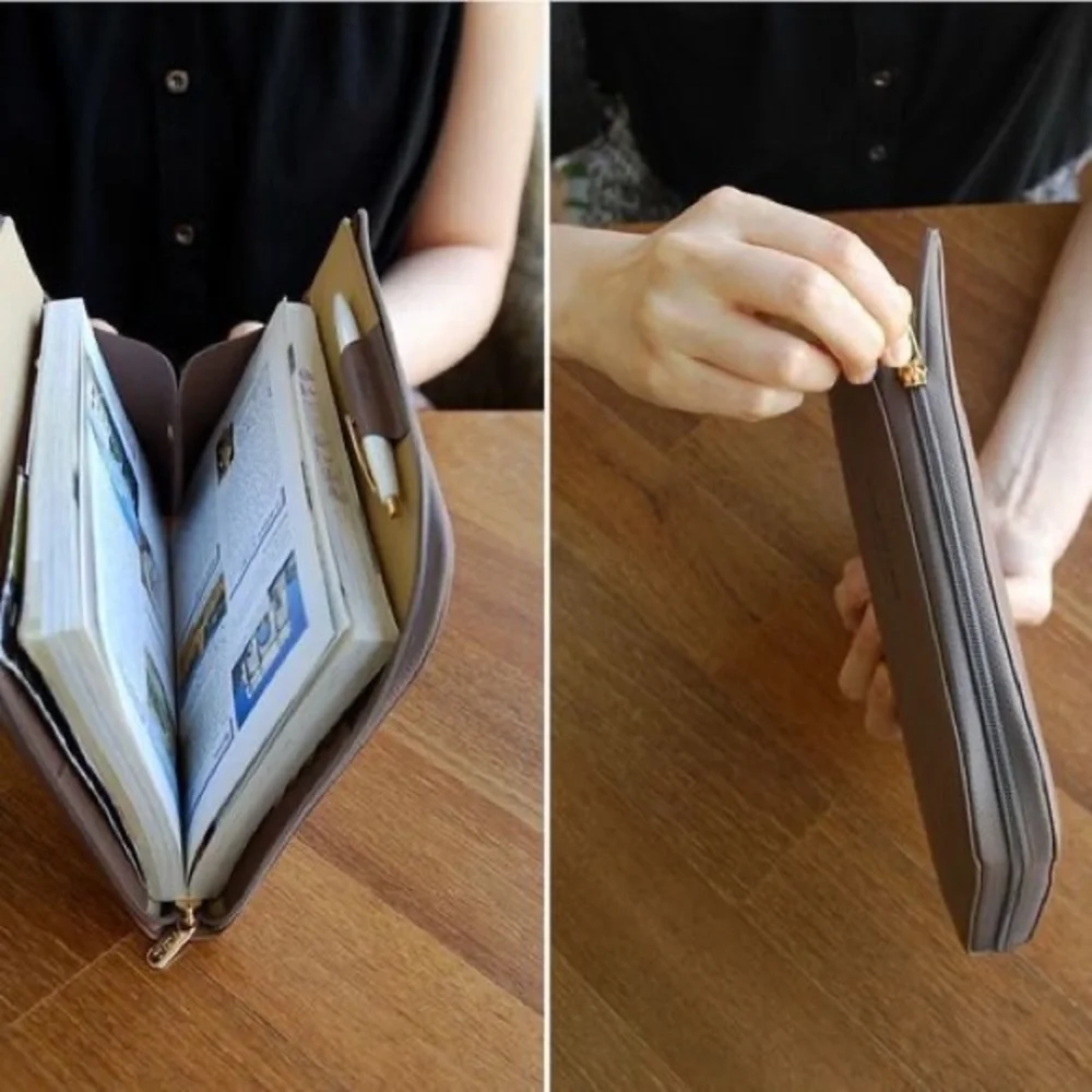 NEW Plepic All-In-One Faux Leather Ash Brown Tripping Book Clutch Organizer